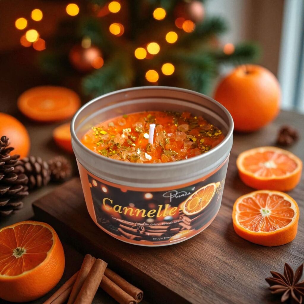 bougie prismea scintillante cannelle orange